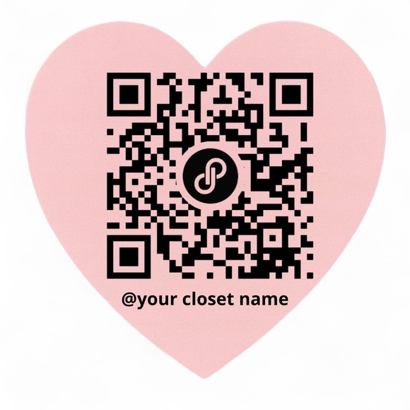 Custom Poshmark QR Code Sticker | RED or PINK Heart Closet Label 2" STICKER - Picture 1 of 2